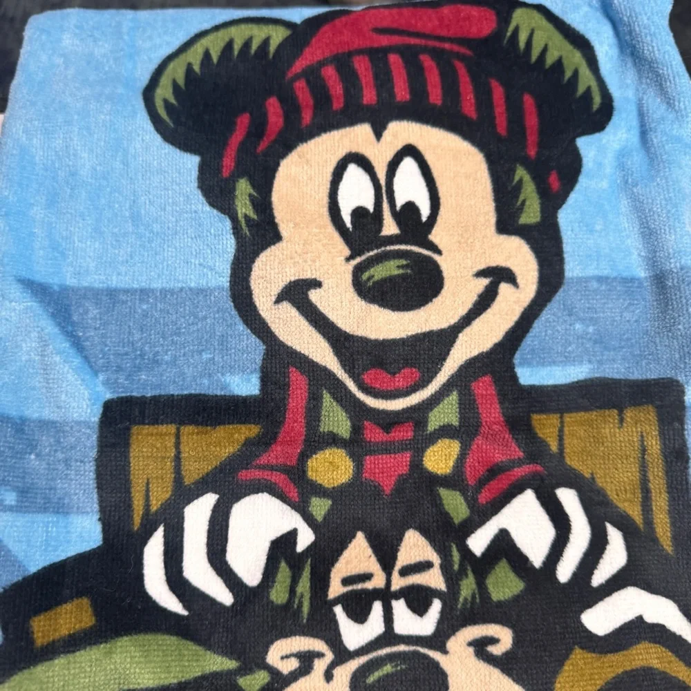 Disney Beach Towel Wilderness Lodge Resort Totem Pole with Blue background